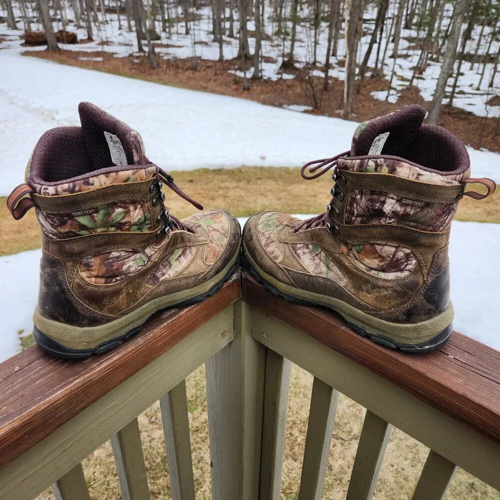 Danner High Ground Mens 9.5 D Camo Hunting Boots Real Tree Xtra Green Gore-Tex